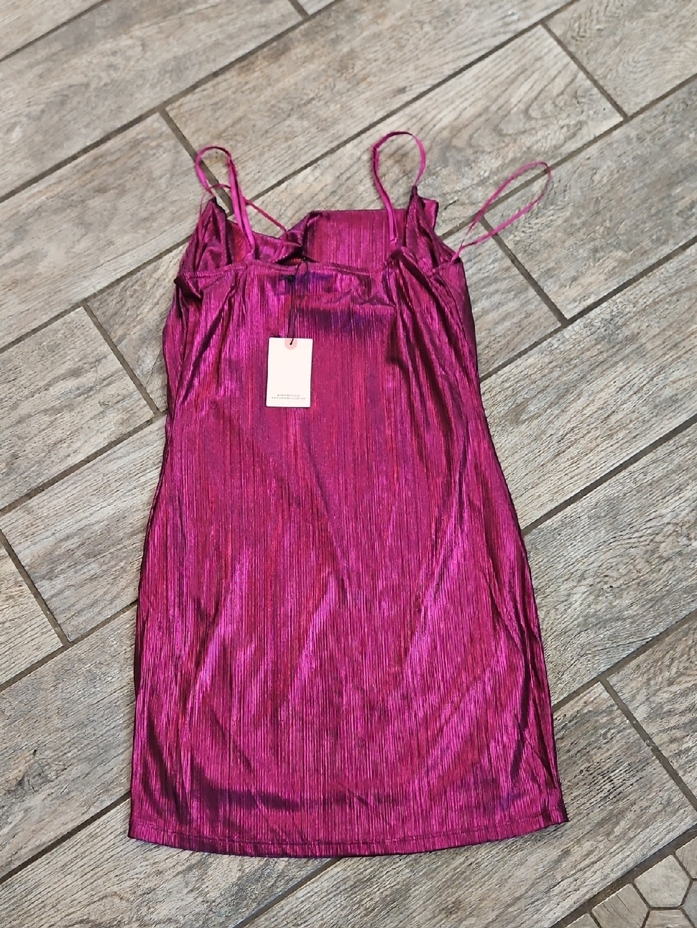 Sincerely Jules Hot Pink Magenta Drape Frint Shimmer Dress Size Medium NWT - Picture 2 of 4